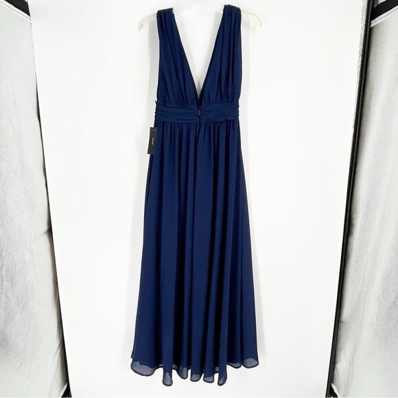 NWT Lulu's Heavenly Hues Maxi Dress Navy Blue Size M High Leg Slit Party Wedding - Picture 6 of 12